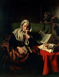 Stara kobieta drzemie, 1656 Nicolaes Maes (1634 - 1693)
