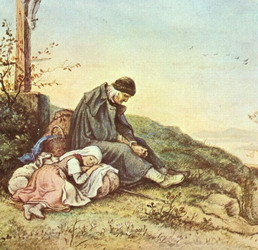 Odpoczynek pod Krzyżem, 1865 Ludwig Richter (1803 - 1884)
